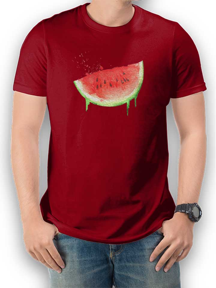 Watercolor Watermelon Camiseta burdeos L