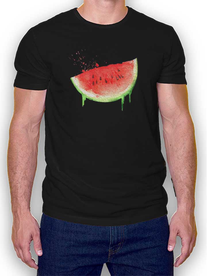 Watercolor Watermelon T-Shirt schwarz L