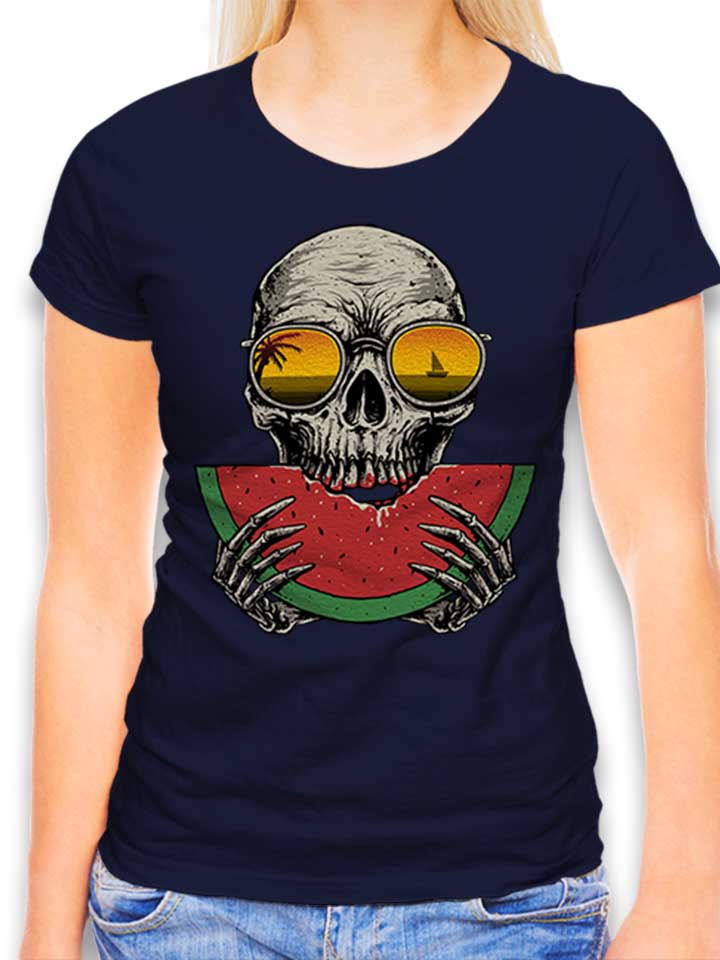 Watermelon Skull Damen T-Shirt dunkelblau L