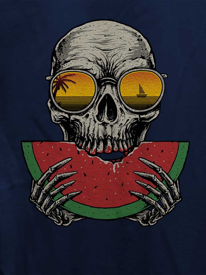 watermelon-skull-damen-t-shirt dunkelblau 4