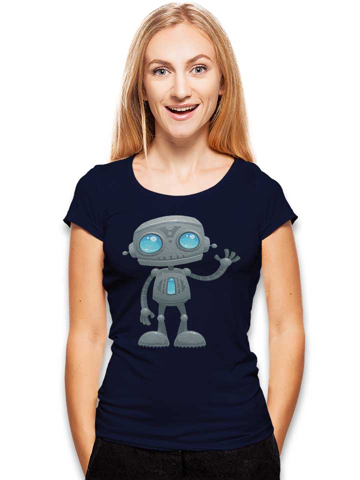 waving-robot-damen-t-shirt dunkelblau 2