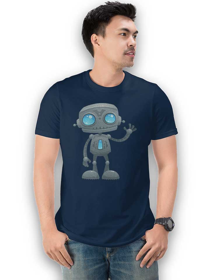 waving-robot-t-shirt dunkelblau 2
