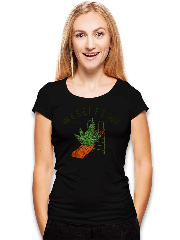 weed-slider-cartoon-damen-t-shirt schwarz 2