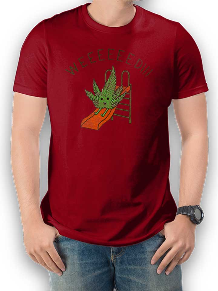 Weed Slider Cartoon Camiseta burdeos L
