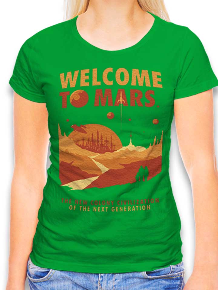 Welcom To Mars Womens T-Shirt green L