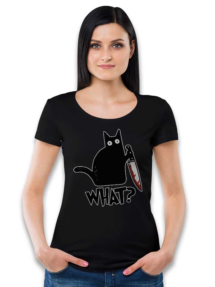 what-knife-cat-damen-t-shirt schwarz 2
