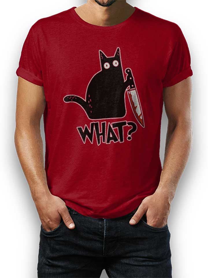 What Knife Cat T-Shirt bordeaux L