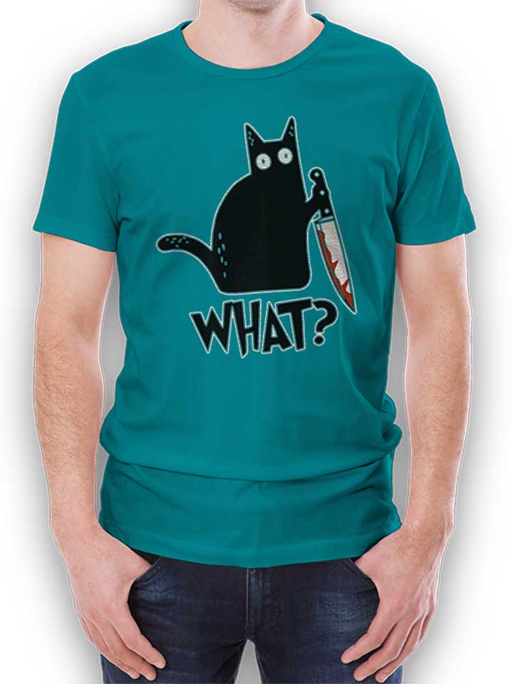 what-knife-cat-t-shirt tuerkis 1