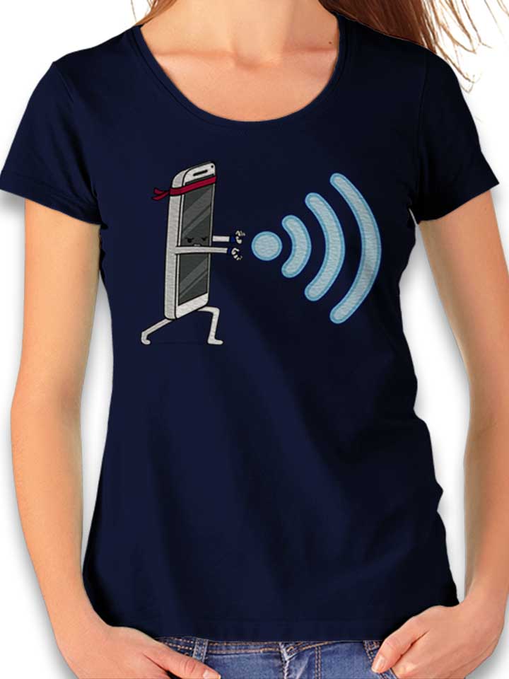 Wifi Hadouken Damen T-Shirt dunkelblau L