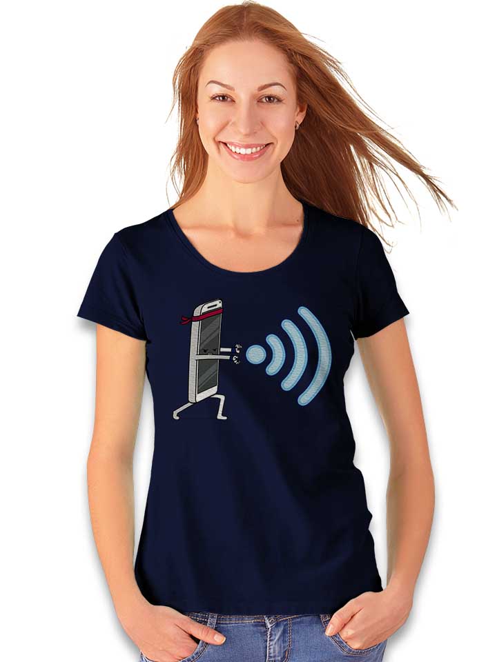 wifi-hadouken-damen-t-shirt dunkelblau 2