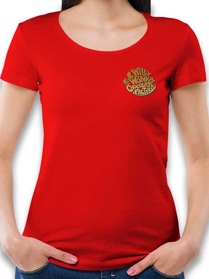 willy-wonka-chocolate-factory-chest-print-damen-t-shirt rot 1