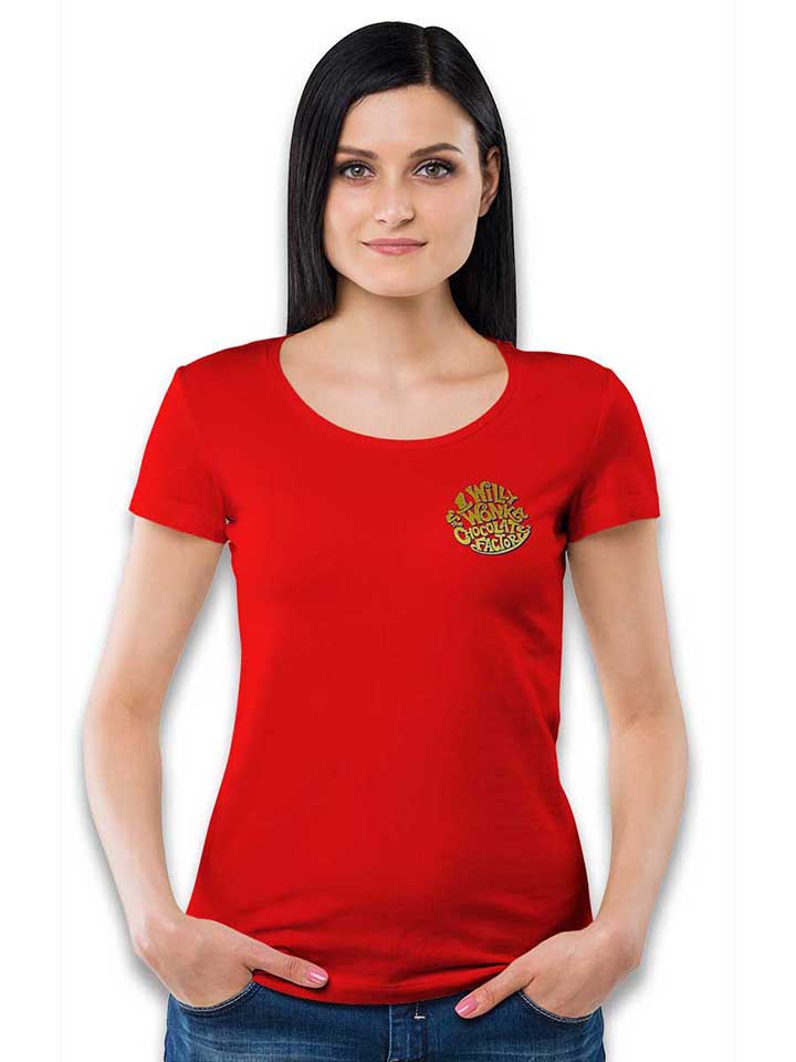 willy-wonka-chocolate-factory-chest-print-damen-t-shirt rot 2