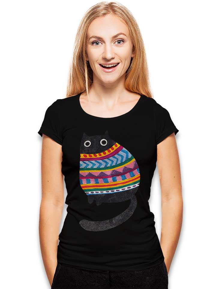 winter-wooly-cat-damen-t-shirt schwarz 2
