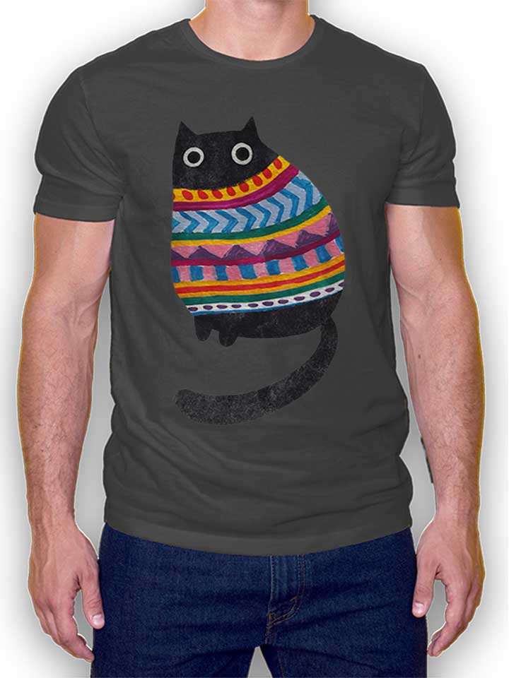 Winter Wooly Cat T-Shirt dunkelgrau L