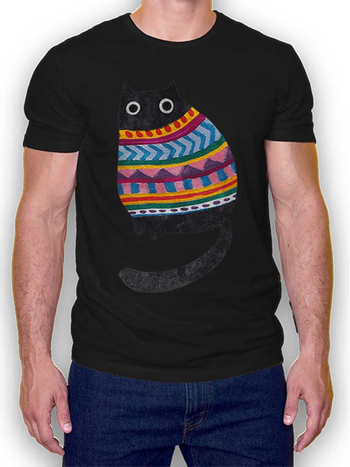 Winter Wooly Cat T-Shirt schwarz L