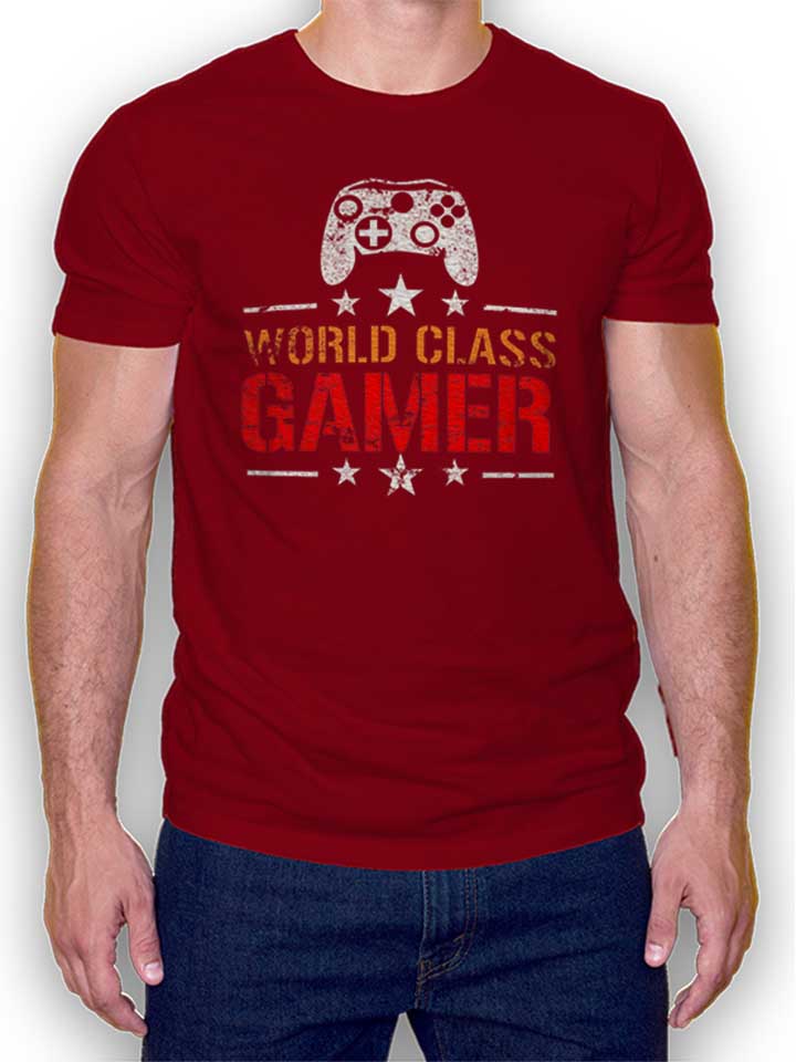 World Class Gamer Vintage T-Shirt bordeaux L