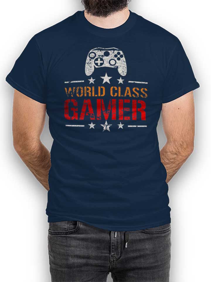 World Class Gamer Vintage T-Shirt dunkelblau L