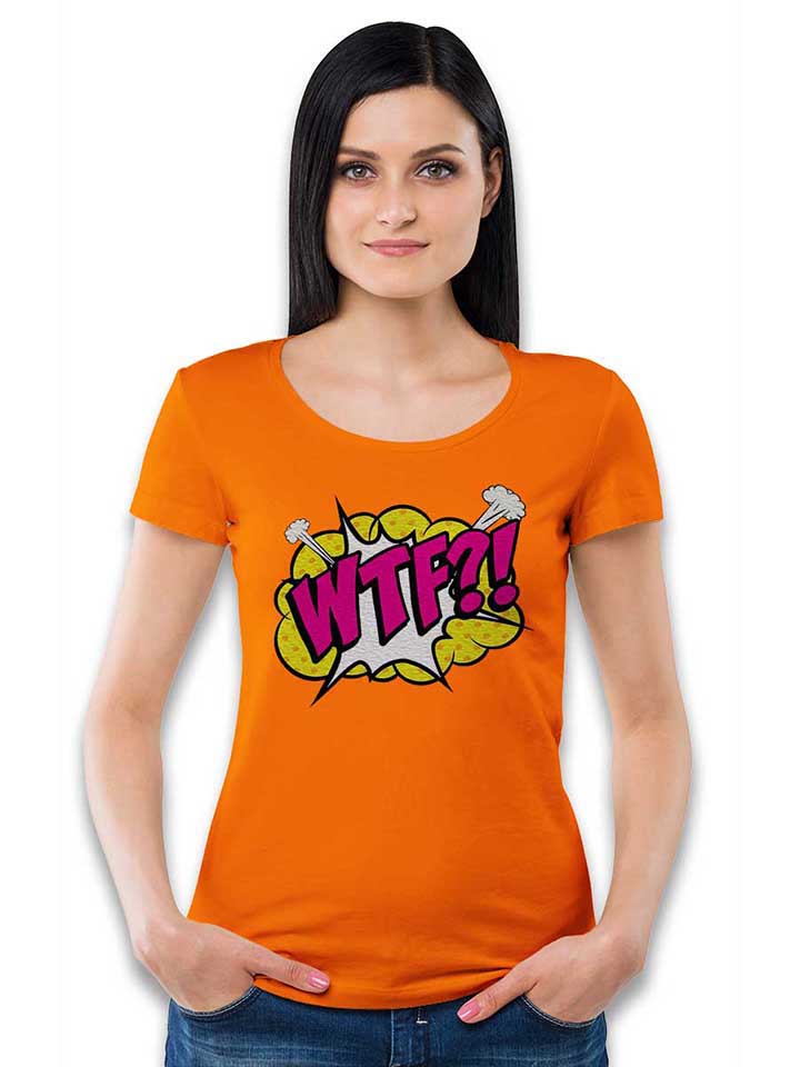 wtf-pop-art-damen-t-shirt orange 2