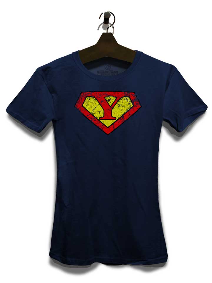 y-buchstabe-logo-vintage-damen-t-shirt dunkelblau 3