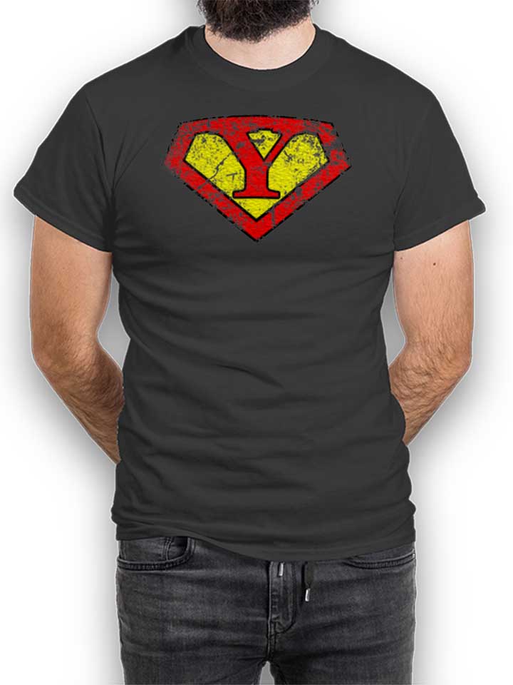 Y Buchstabe Logo Vintage T-Shirt grigio-scuro L