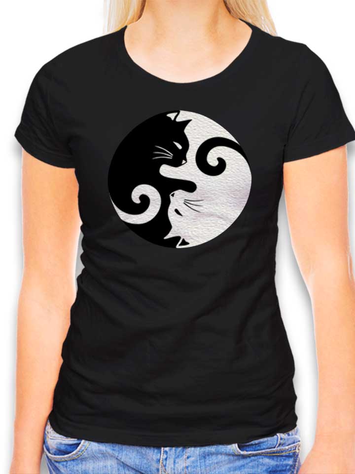 Yin Yang Cats 02 T-Shirt Femme noir L