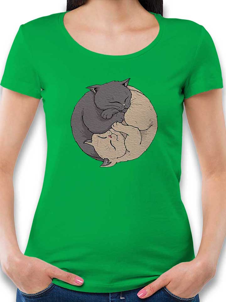 Yin Yang Cats Damen T-Shirt gruen L