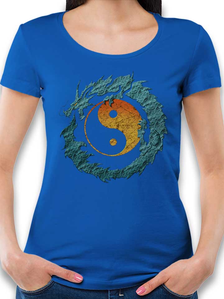Yin Yang Dragon Damen T-Shirt royal L