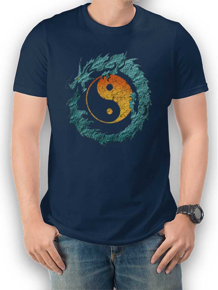 Yin Yang Dragon T-Shirt dunkelblau L