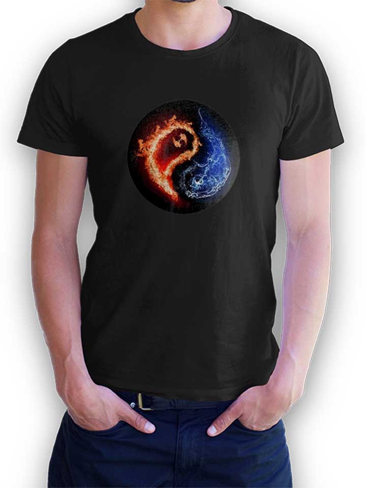 Yin Yang Flames Water T-Shirt noir L
