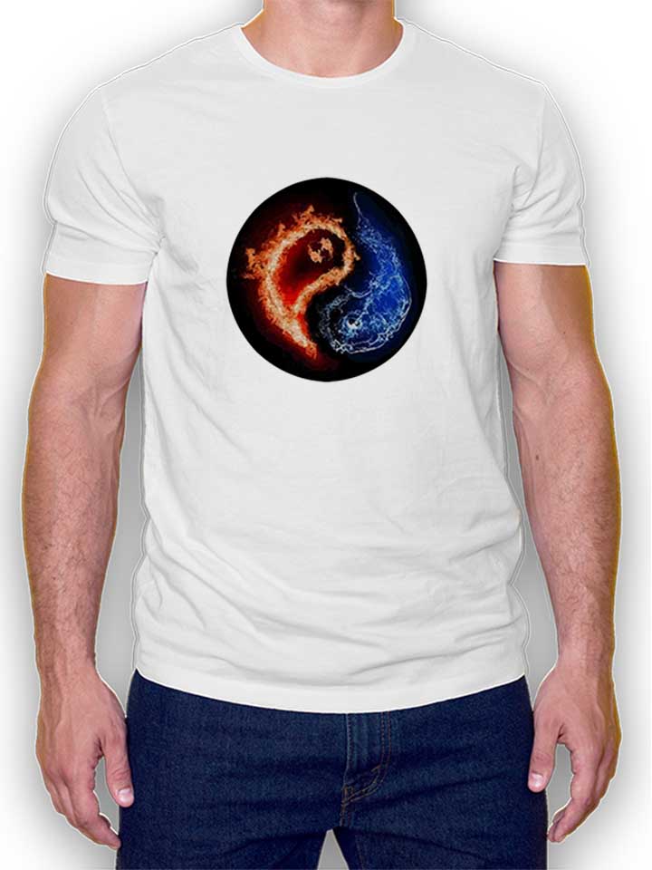 Yin Yang Flames Water T-Shirt weiss L