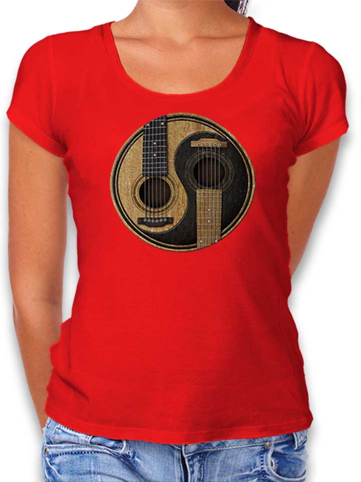 Yin Yang Guitars T-Shirt Donna rosso L
