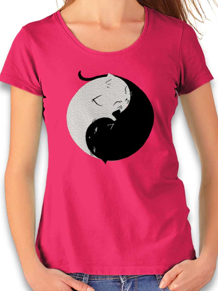 Yin Yang Kittens Womens T-Shirt fuchsia L