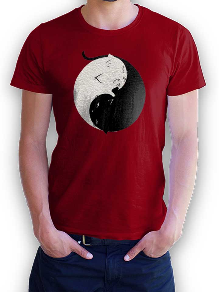 Yin Yang Kittens T-Shirt maroon L