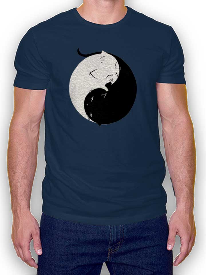Yin Yang Kittens T-Shirt navy L