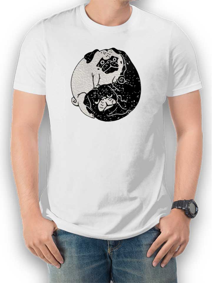 Yin Yang Pugs T-Shirt bianco L