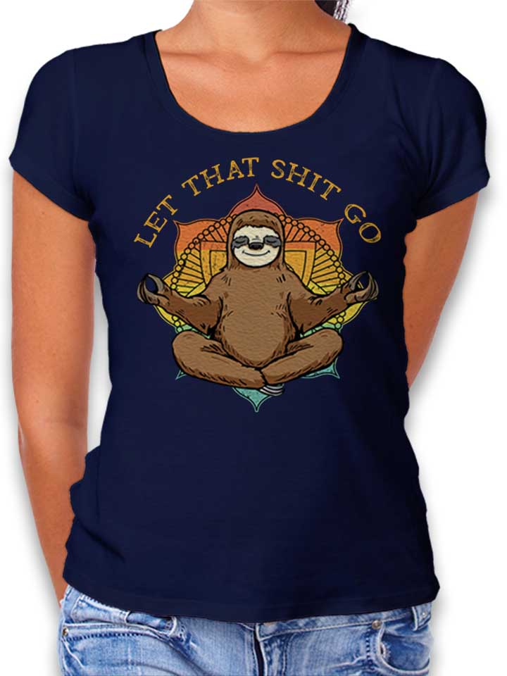Yoga Sloth Damen T-Shirt dunkelblau L