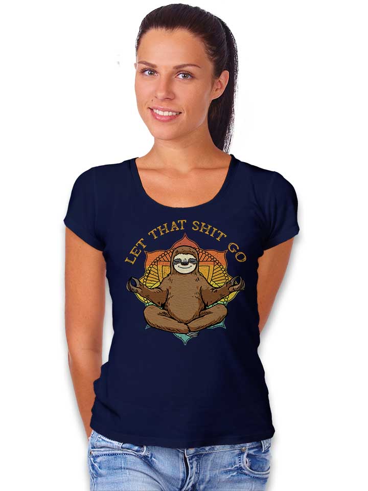 yoga-sloth-damen-t-shirt dunkelblau 2