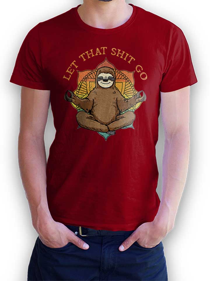 Yoga Sloth T-Shirt maroon L