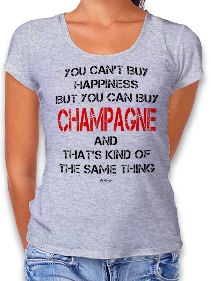 you-cant-buy-happiness-but-champagne-damen-t-shirt grau-meliert 1