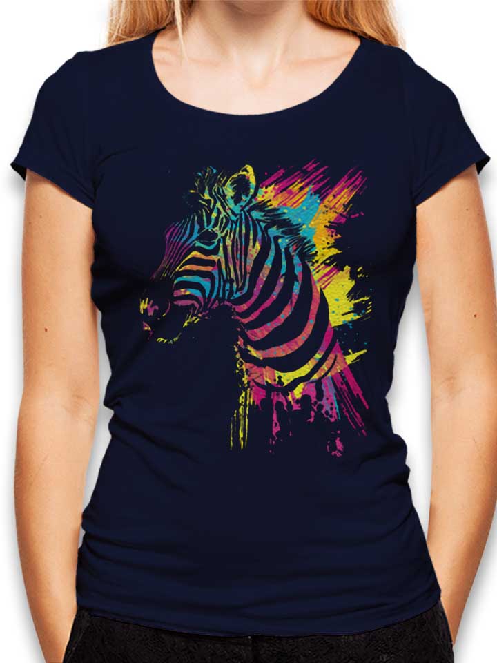 Zebra Splatters Womens T-Shirt deep-navy L