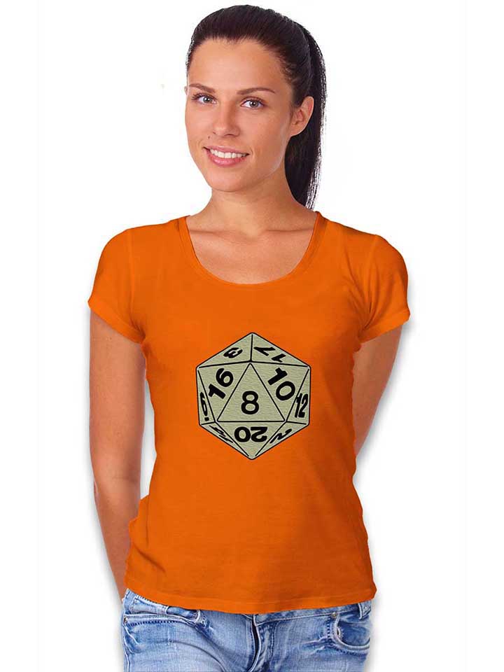 zwanzigseitiger-wuerfel-damen-t-shirt orange 2